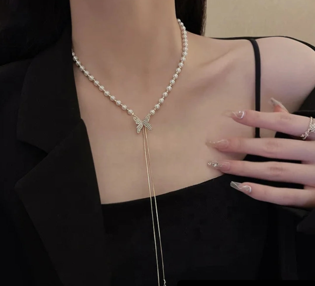 Butterfly Pearl Necklace