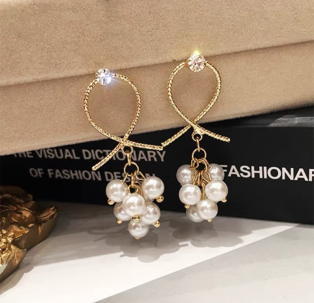 White Pearl Infinity Earrings
