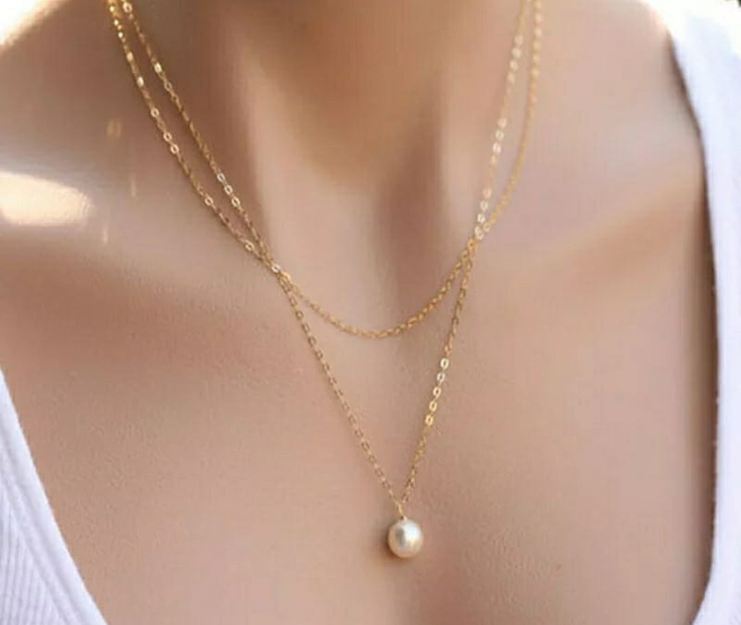 Double layer Pearl Necklace - Silver