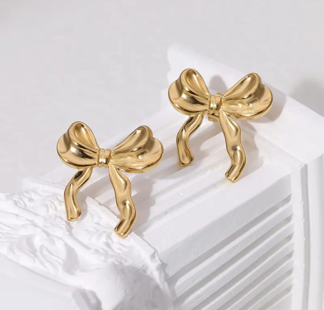 Gold Plated Bow Earrings