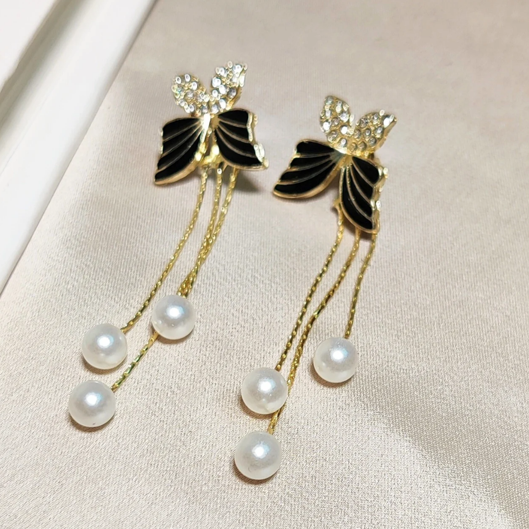 Butterfly Pearl Drops Earrings