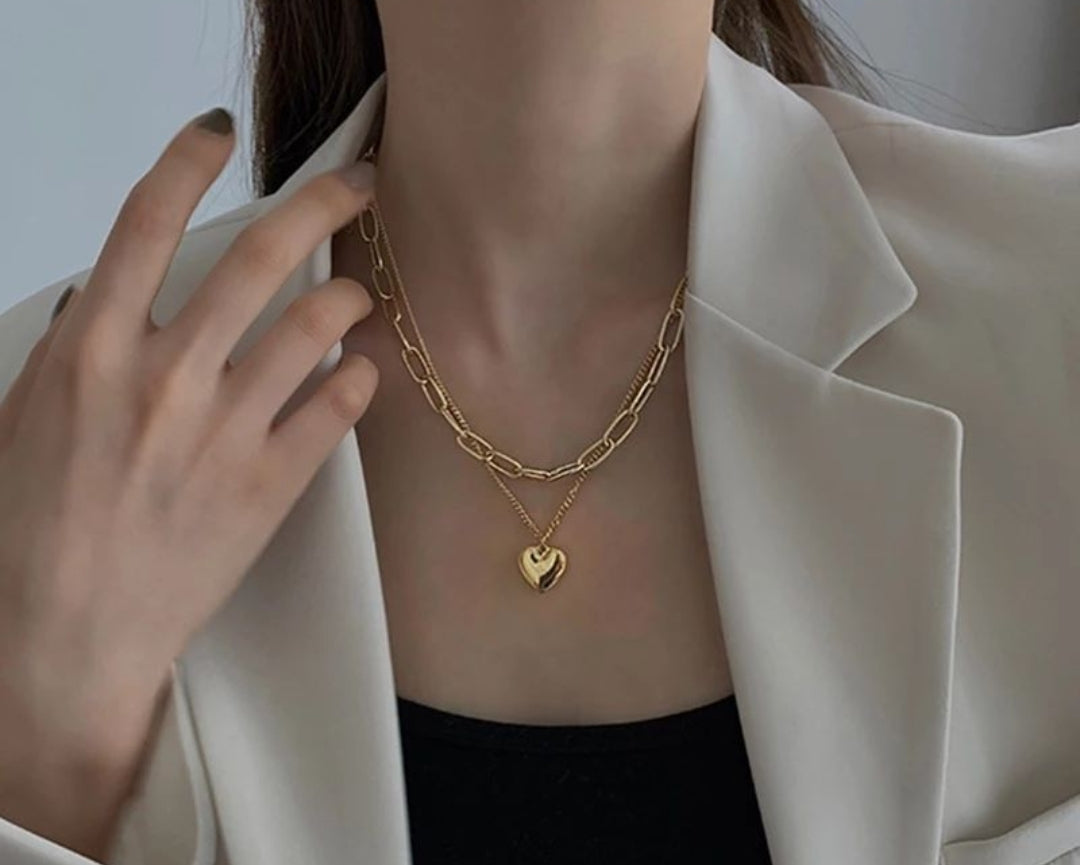 Two Layered Heart Chain (Golden/Silver)