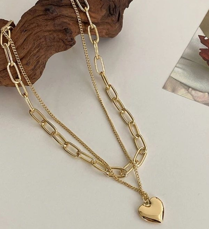 Two Layered Heart Chain (Golden/Silver)