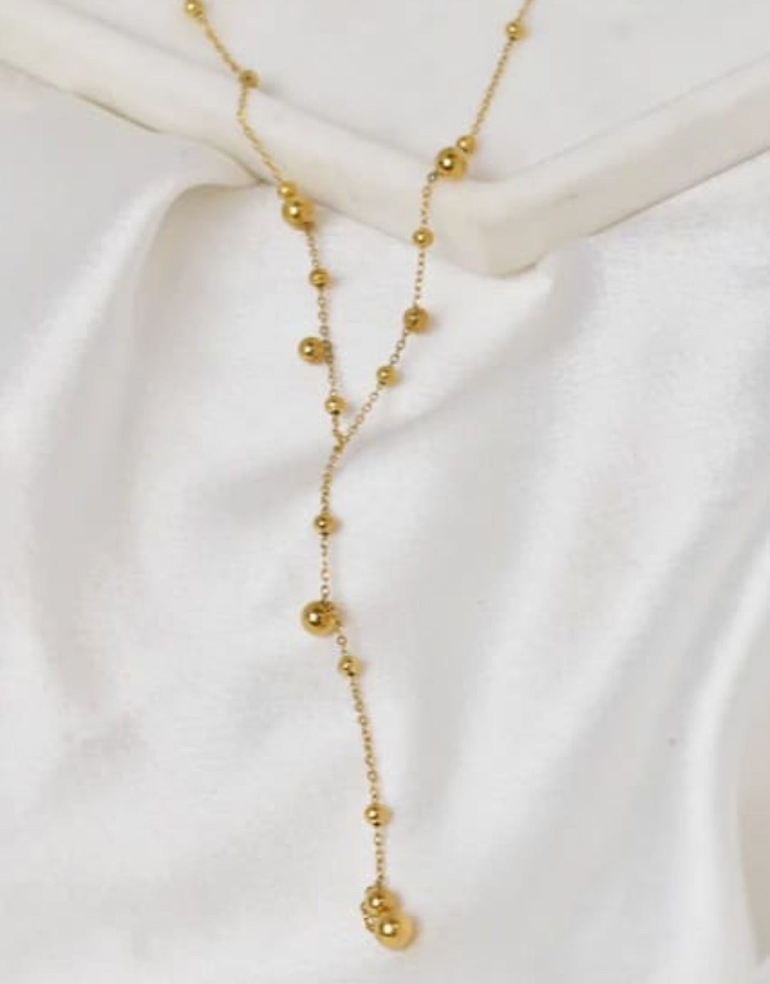 Long Golden Pearl Necklace