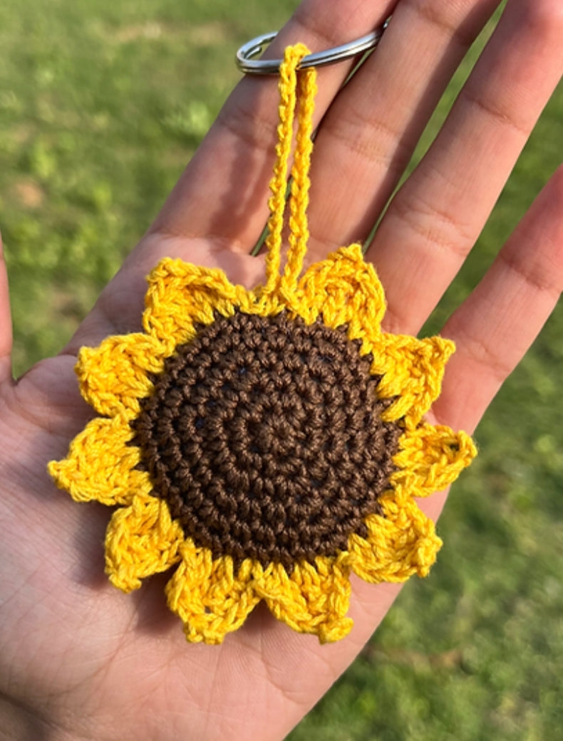 Sunflower Crochet Keychain