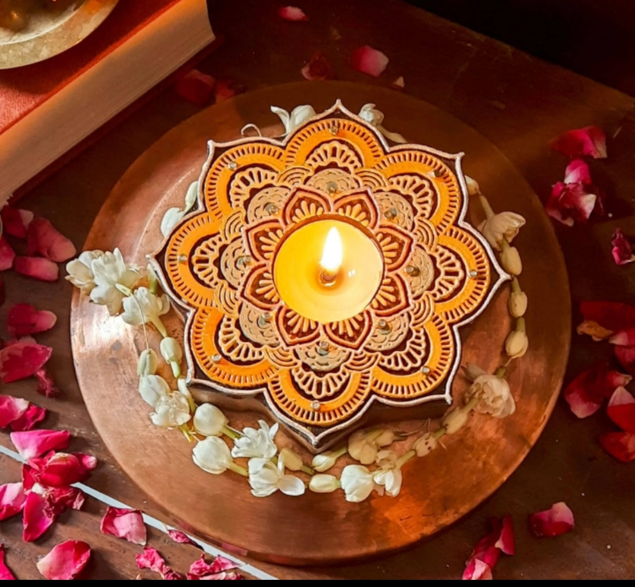 Wooden Tea light diya holder - 2 packed in a Gift Box