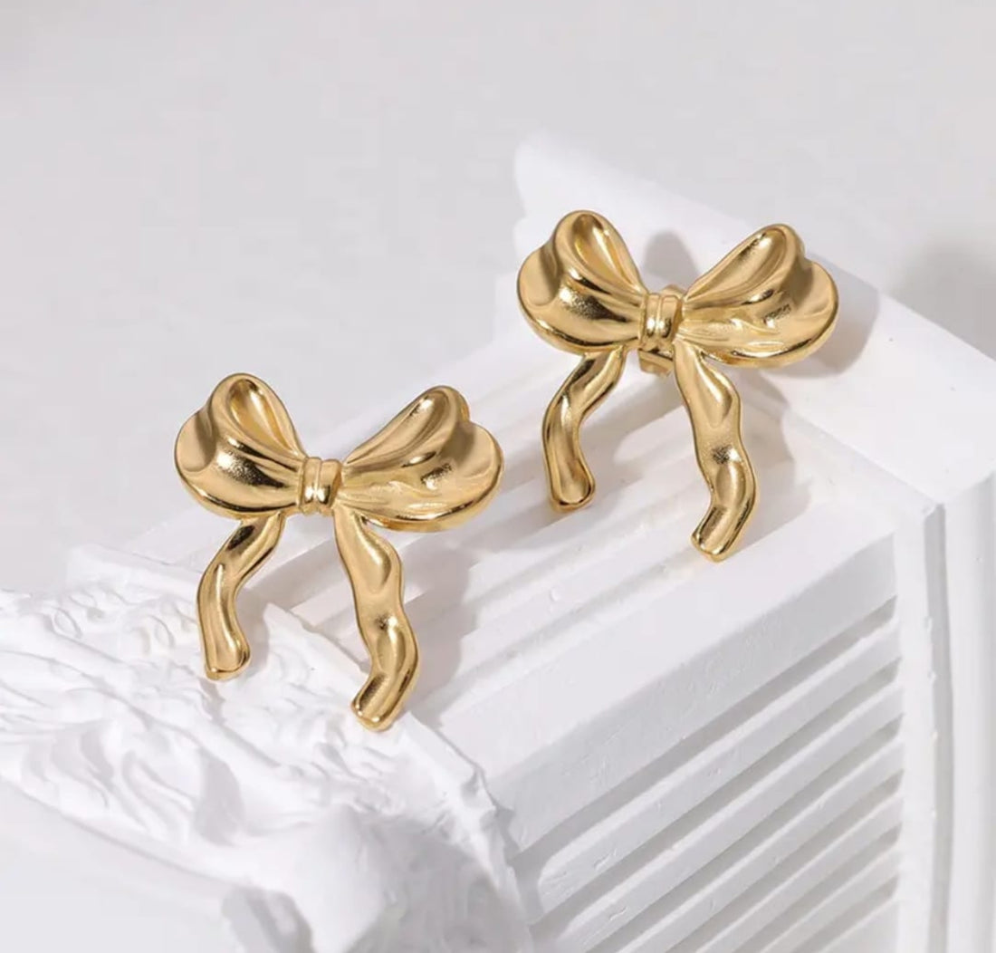 Gold Plated Bow Earrings