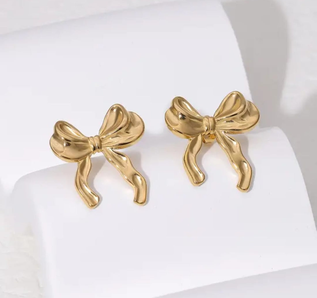 Gold Plated Bow Earrings