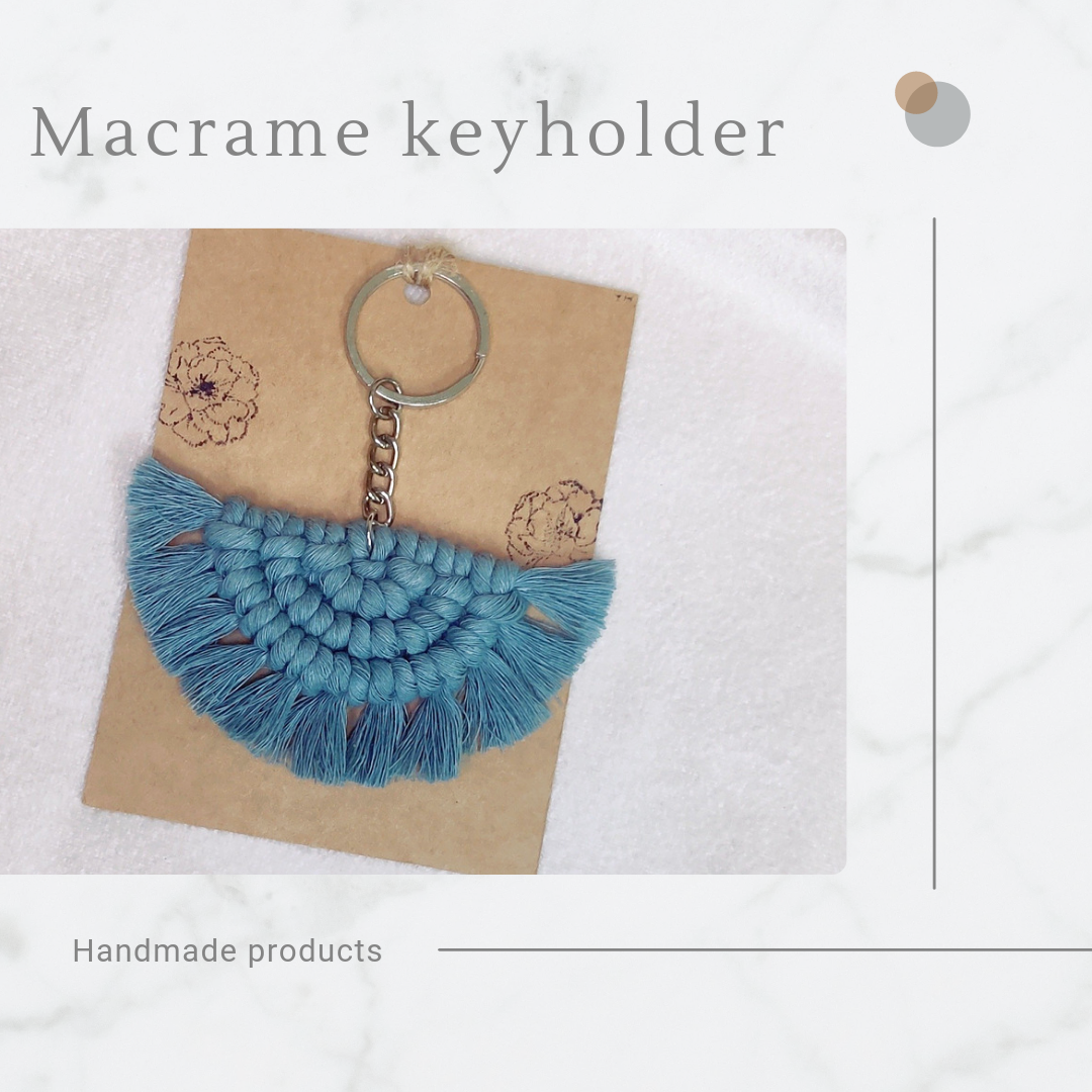 Macrame key holder/key chains - Sky blue